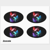 Drie golvende Butterflies op nachtachtergrond Ovale Sticker (Vel)