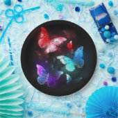 Drie golvende Butterflies op nachtachtergrond Papieren Bordje (Feest)