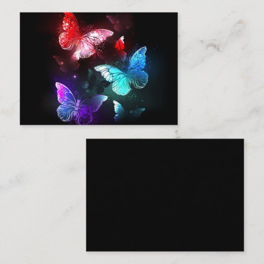 Drie golvende Butterflies op nachtachtergrond Plaatskaartje (Voorkant / Achterkant)