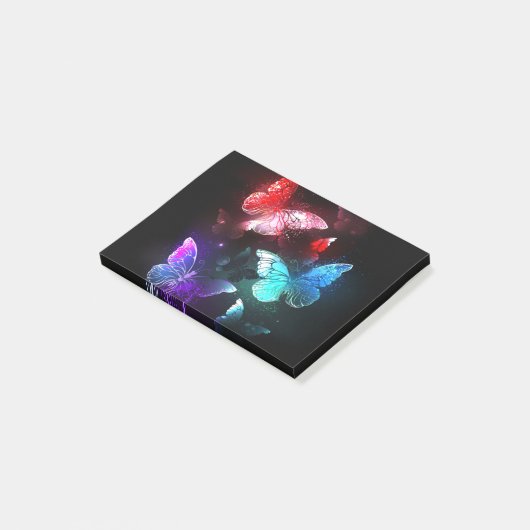 Drie golvende Butterflies op nachtachtergrond Post-it® Notes (Schuin)