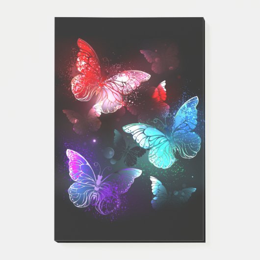 Drie golvende Butterflies op nachtachtergrond Post-it® Notes (Voorkant)