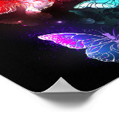 Drie golvende Butterflies op nachtachtergrond Poster (Hoek)