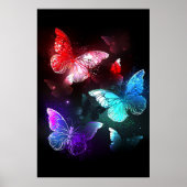 Drie golvende Butterflies op nachtachtergrond Poster (Voorkant)