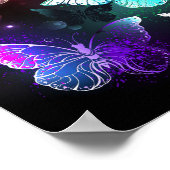 Drie golvende Butterflies op nachtachtergrond Poster (Hoek)