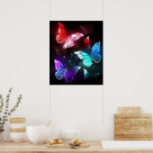 Drie golvende Butterflies op nachtachtergrond Poster (Keuken)