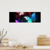 Drie golvende Butterflies op nachtachtergrond Poster (Keuken)