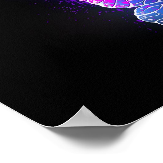 Drie golvende Butterflies op nachtachtergrond Poster (Hoek)