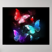 Drie golvende Butterflies op nachtachtergrond Poster (Voorkant)