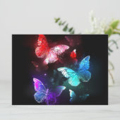 Drie golvende Butterflies op nachtachtergrond Programmakaart (Staand voorkant)