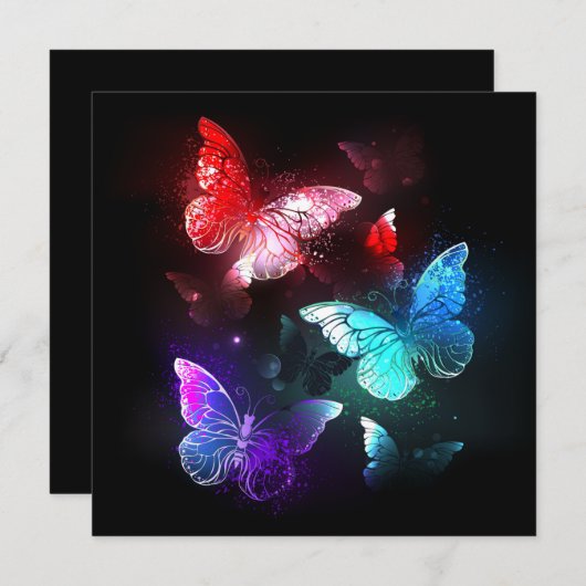 Drie golvende Butterflies op nachtachtergrond Programmakaart (Voorkant / Achterkant)