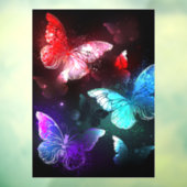 Drie golvende Butterflies op nachtachtergrond Raamsticker (Vel 3)
