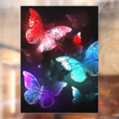 Drie golvende Butterflies op nachtachtergrond Raamsticker (Vel 2)