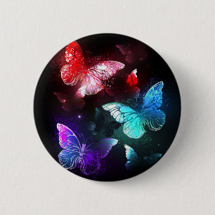 Drie golvende Butterflies op nachtachtergrond Ronde Button 5,7 Cm