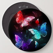 Drie golvende Butterflies op nachtachtergrond Ronde Button 6,0 Cm (Voorkant /achterkant)