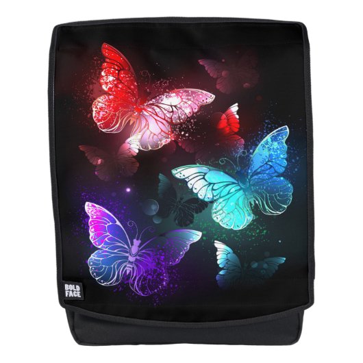 Drie golvende Butterflies op nachtachtergrond Rugtassen (Voorkant)