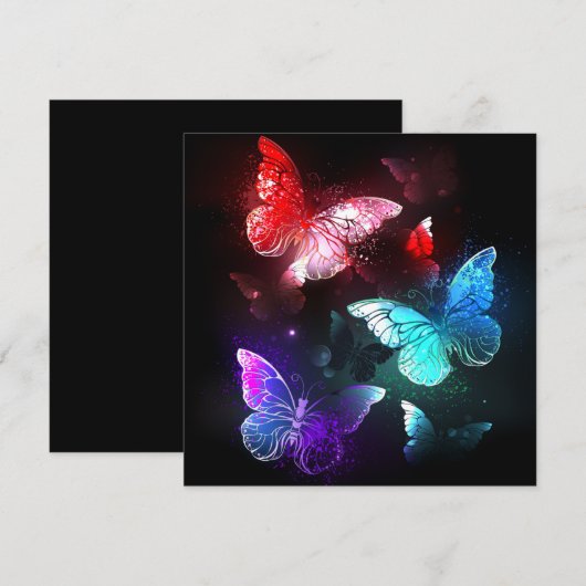 Drie golvende Butterflies op nachtachtergrond Save The Date (Voorkant / Achterkant)