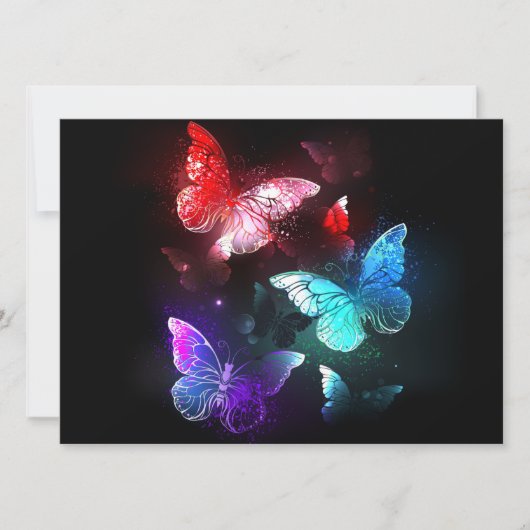 Drie golvende Butterflies op nachtachtergrond Save The Date (Voorkant)