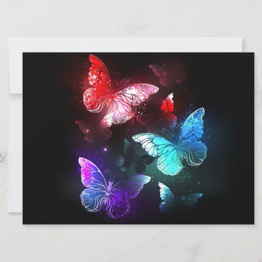 Drie golvende Butterflies op nachtachtergrond Save The Date (Voorkant)