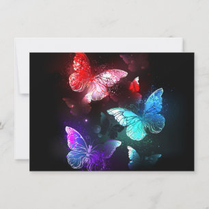 Drie golvende Butterflies op nachtachtergrond Save The Date