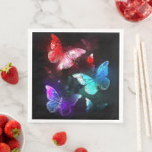 Drie golvende Butterflies op nachtachtergrond Servet (Insitu)