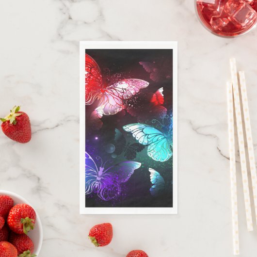 Drie golvende Butterflies op nachtachtergrond Servet (Insitu)