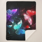 Drie golvende Butterflies op nachtachtergrond Sherpa Deken (Voorkant)