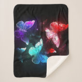 Drie golvende Butterflies op nachtachtergrond Sherpa Deken (Voorkant)