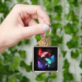 Drie golvende Butterflies op nachtachtergrond Sleutelhanger (Hand)