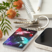 Drie golvende Butterflies op nachtachtergrond Sleutelhanger (Voorkant Rechts)