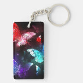 Drie golvende Butterflies op nachtachtergrond Sleutelhanger (achterkant)