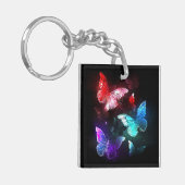 Drie golvende Butterflies op nachtachtergrond Sleutelhanger (Voorkant Links)