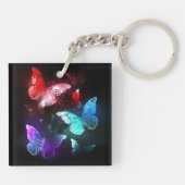 Drie golvende Butterflies op nachtachtergrond Sleutelhanger (Achterkant)