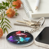 Drie golvende Butterflies op nachtachtergrond Sleutelhanger (Voorkant Rechts)