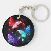 Drie golvende Butterflies op nachtachtergrond Sleutelhanger (Achterkant)