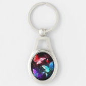 Drie golvende Butterflies op nachtachtergrond Sleutelhanger (Voorkant)