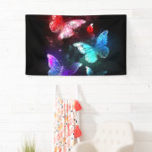 Drie golvende Butterflies op nachtachtergrond Spandoek (Insitu)