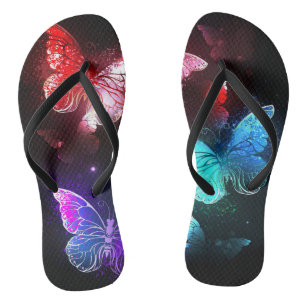 Drie golvende Butterflies op nachtachtergrond Teenslippers