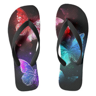 Drie golvende Butterflies op nachtachtergrond Teenslippers