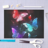 Drie golvende Butterflies op nachtachtergrond Tissuepapier (Craft)