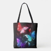 Drie golvende Butterflies op nachtachtergrond Tote Bag (Achterkant)