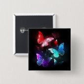 Drie golvende Butterflies op nachtachtergrond Vierkante Button 5,1 Cm (Voorkant /achterkant)