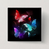 Drie golvende Butterflies op nachtachtergrond Vierkante Button 5,1 Cm (Voorkant)