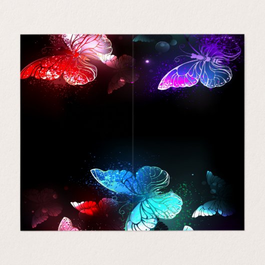 Drie golvende Butterflies op nachtachtergrond Visitekaartje (Buitenkant ongevouwen)