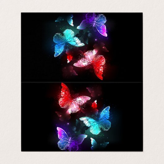 Drie golvende Butterflies op nachtachtergrond Visitekaartje (Buitenkant ongevouwen)