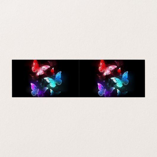 Drie golvende Butterflies op nachtachtergrond Visitekaartje (Buitenkant ongevouwen)