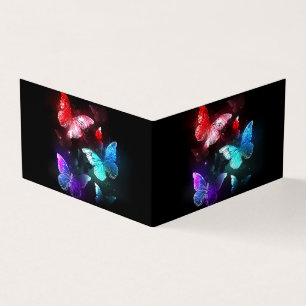 Drie golvende Butterflies op nachtachtergrond Visitekaartje