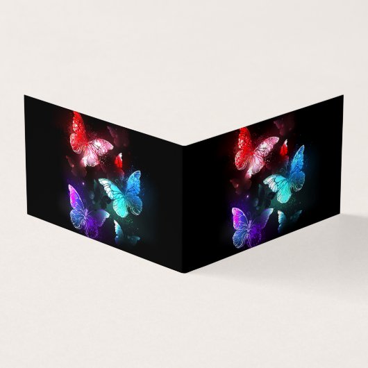 Drie golvende Butterflies op nachtachtergrond Visitekaartje (Buitenkant)