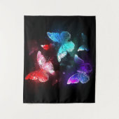 Drie golvende Butterflies op nachtachtergrond Wandkleed (Voorkant)