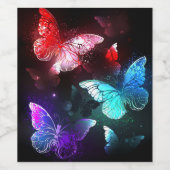 Drie golvende Butterflies op nachtachtergrond Wijn Etiket (Enkel label)