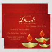 Drie gouden diepten op rode uitnodiging (Voorkant / Achterkant)